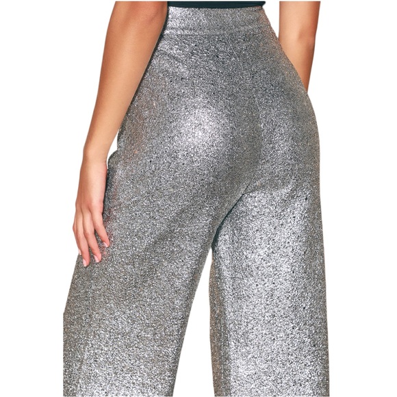 Neon Blonde x Free People Liquid Gold Metallic XS Wide-Leg Stretch High Waist - Picture 4 of 8